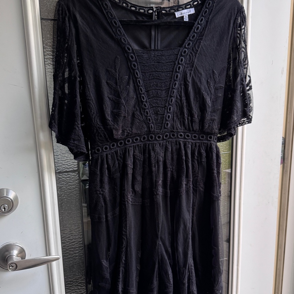 White Birch Black Flutter Sleeve Sundress